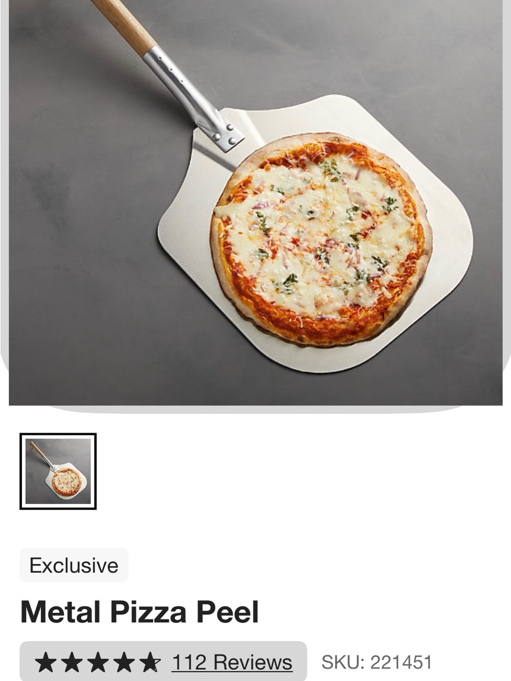 NEW Crate & Barrel Stainless Steel Pizza Peel - Silver